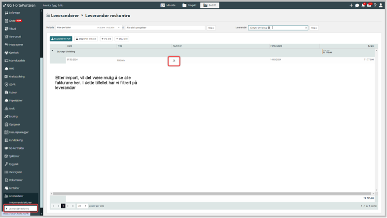 Leverandør reskontro