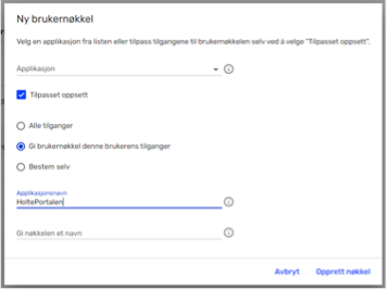 Velg tilpasset oppsett